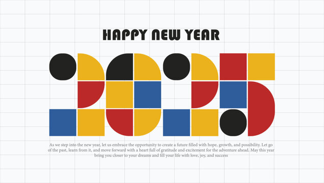 Bauhaus Design Posters happy new year, new year banner 2025, holiday.