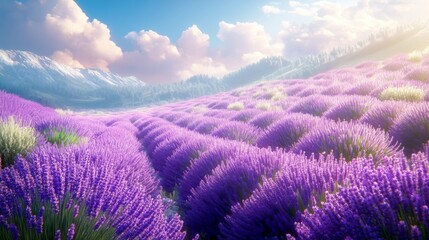 Obraz premium Create a prompt for an image of a vibrant lavender field on a sunny day