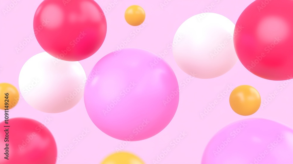 Poster balls of different sizes floating in empty space on a single gradient background. abstract compositi