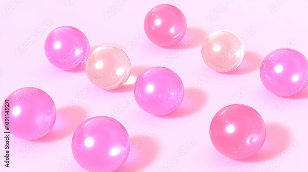 Poster an abstract composition with chaotic floating spheres on a simple gradient background. large and sma