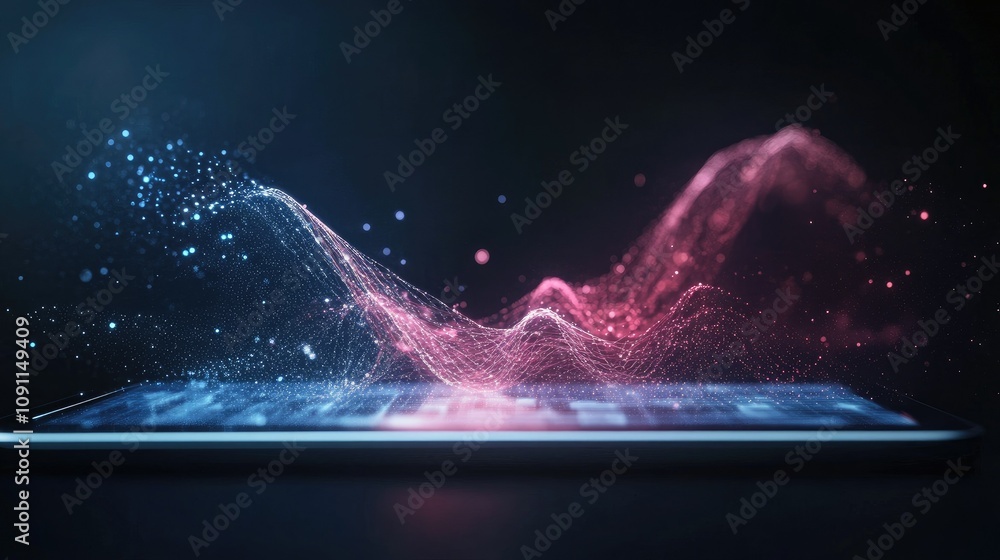 Aufkleber glowing 3d line graph visualization for finance