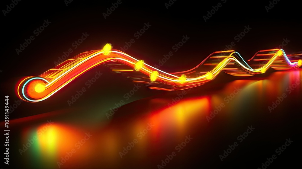 Poster glowing 3d line graph with upward trends