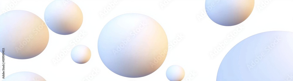 Poster abstract ultra wide composition with chaotic floating spheres in ultra wide space. different size sh