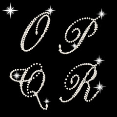 Capital Letters of English alphabet romantic with pearls