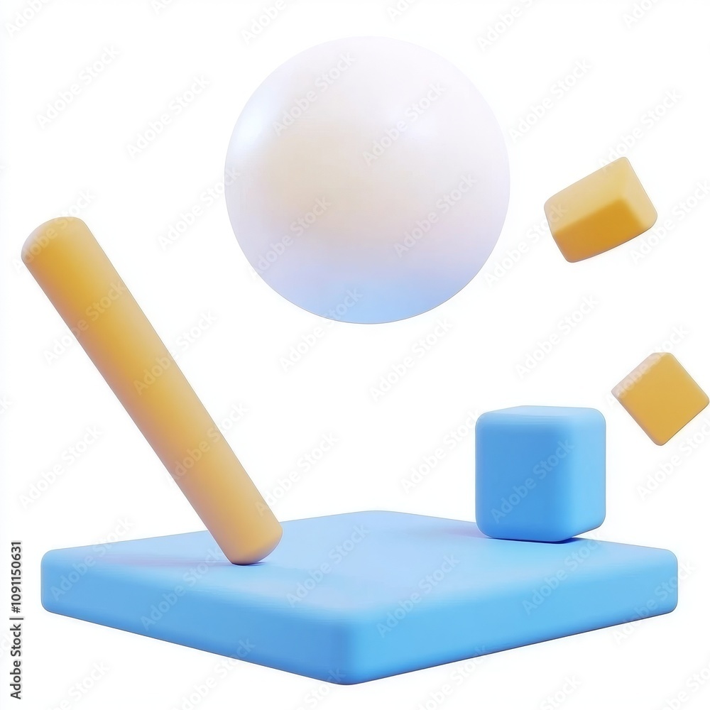 Poster an abstract white composition background with geometric shapes impossible to happen. 3d rendering.