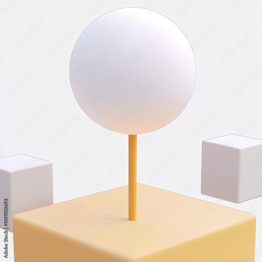 Poster abstract geometric shapes abstract white composition background. balance. 3d rendering.