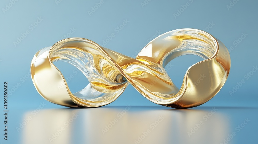 Poster elegant 3d golden design with intertwining forms