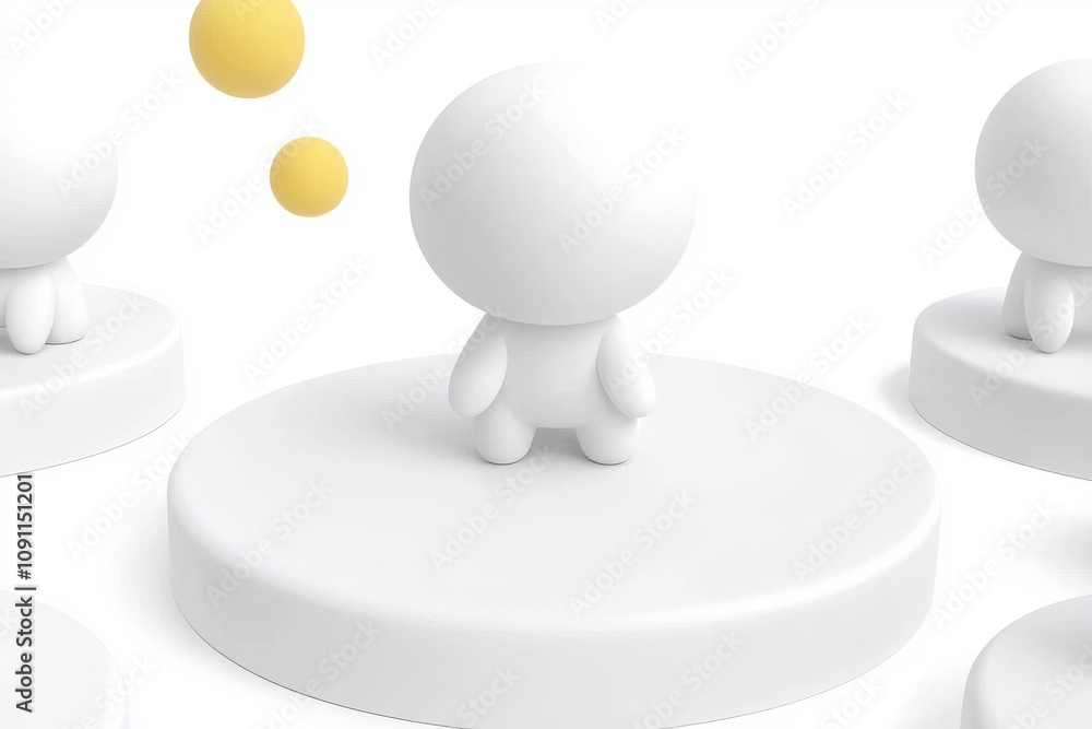 Poster white cube podium platforms for cosmetic product presentations with top lights in abstract style. 3d