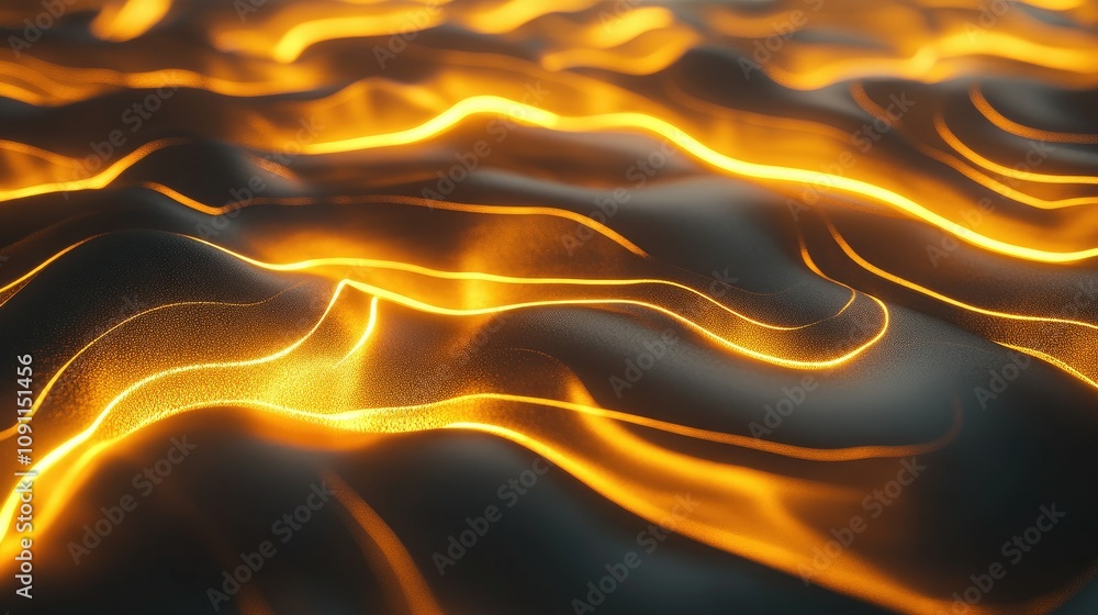 Poster mesmerizing golden waves in abstract 3d design