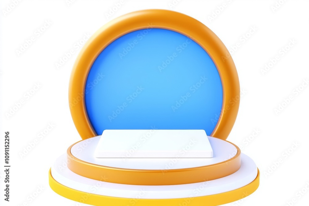 Poster three dimensional rendering of a white podium with an abstract background composition for a product,