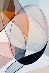 Fototapeta premium A minimalist composition of overlapping circles and lines in pastel colors, creating an abstract design 