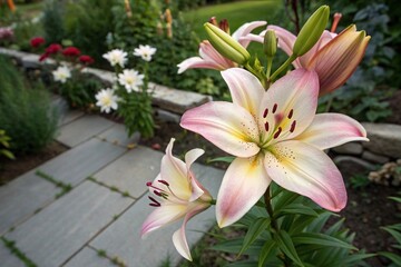 Overhead shot of lily flower in a garden, garden, nature photography, flower, natural, scenery