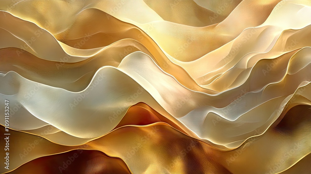 Poster abstract soft golden layers with 3d effect