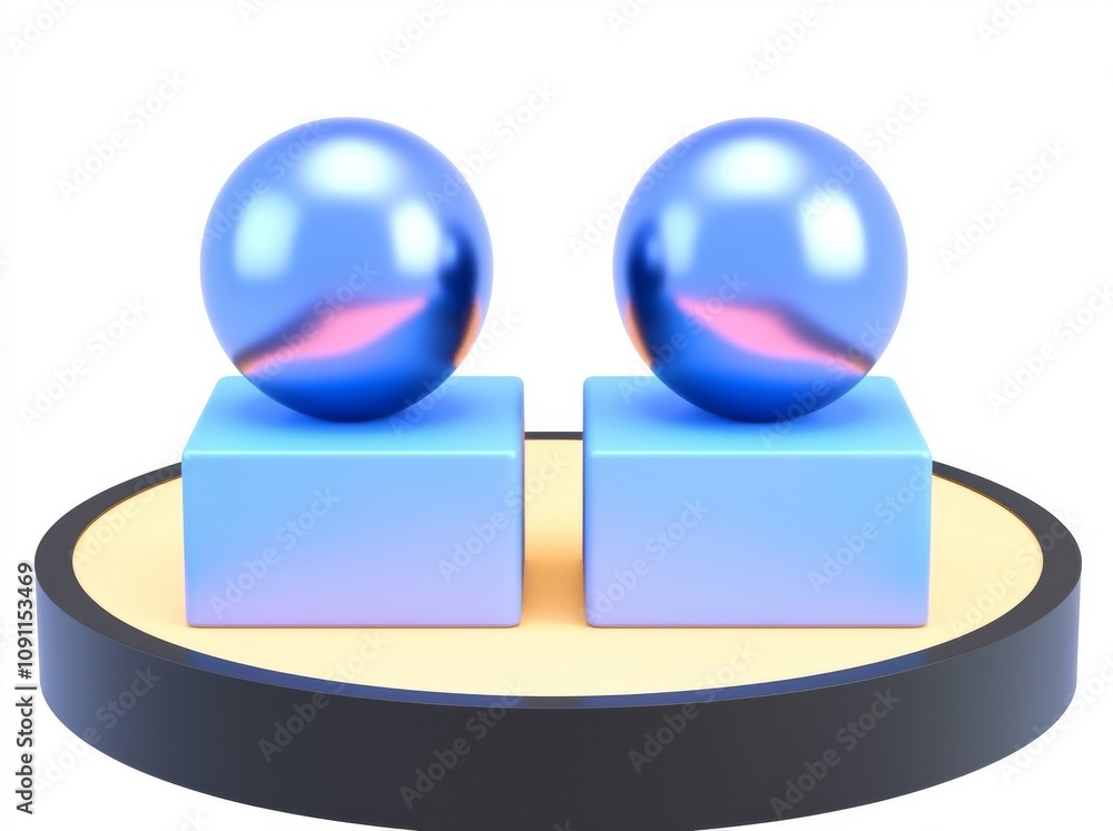 Aufkleber design with iridescent effect of cubes, spheres, torus, and cubic shapes in 3d glossy geometry. mock