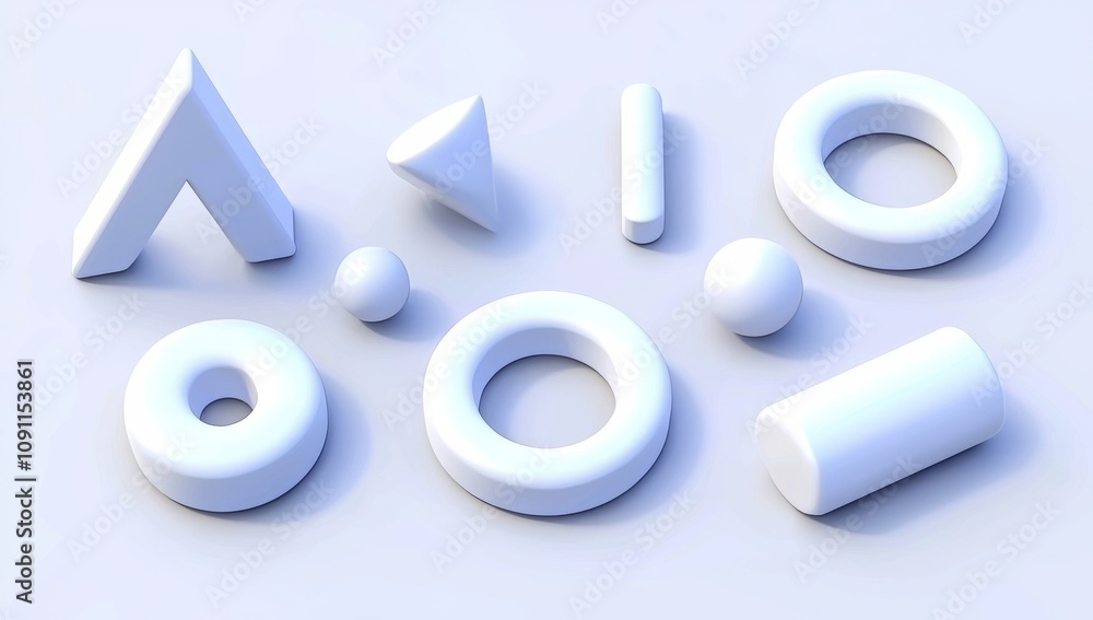 Poster an abstract decorative modern figure abstracted from a 3d render of chrome geometric shapes isolated