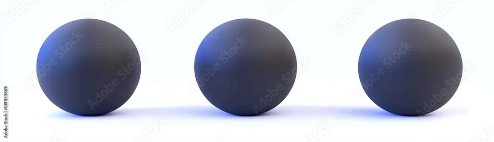 Poster rendering of black geometric shapes on a gray background. black realistic primitives - spheres with 