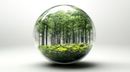 3D Transparent Sphere with Lush Green Forest Interior