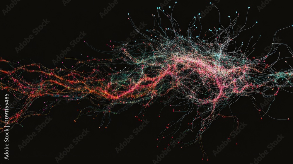 Poster a visualization of neural pathways in an ai model, where each connection enhances the ai ability to 