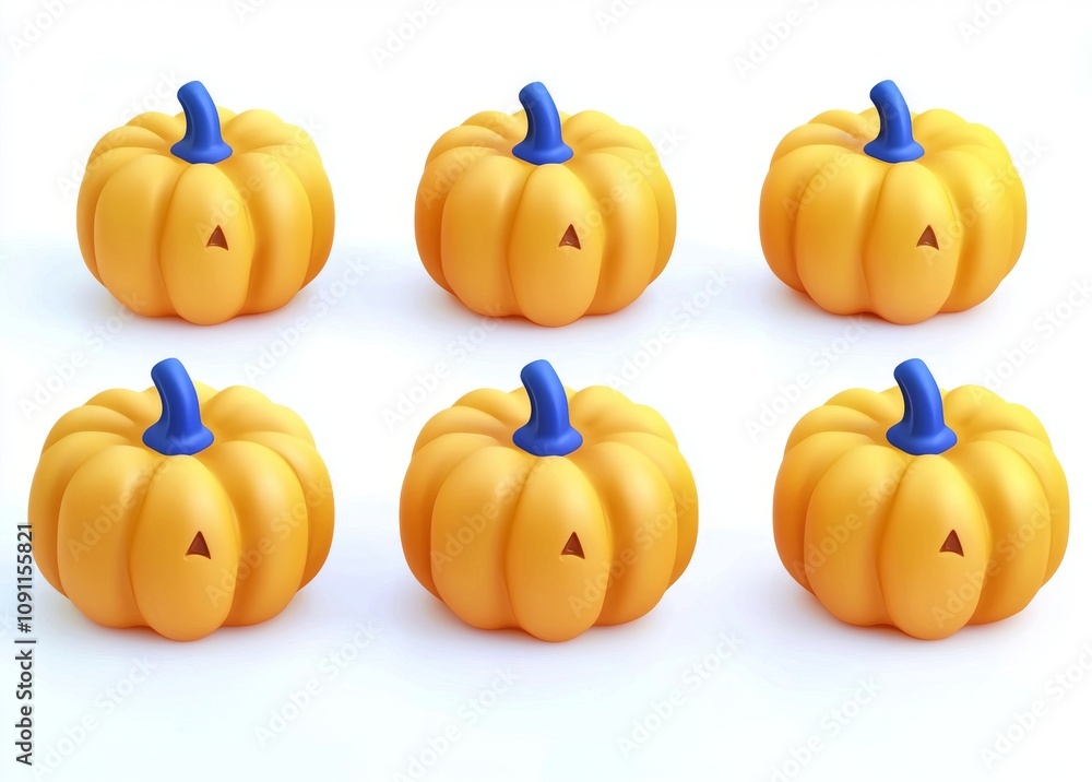 Aufkleber isolated 3d objects on a transparent background showing an evil face carved into a pumpkin.