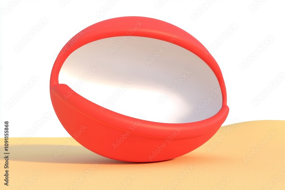 Poster objects isolated on red background. 3d white speech with red square frame, bubble, inflatable and ba