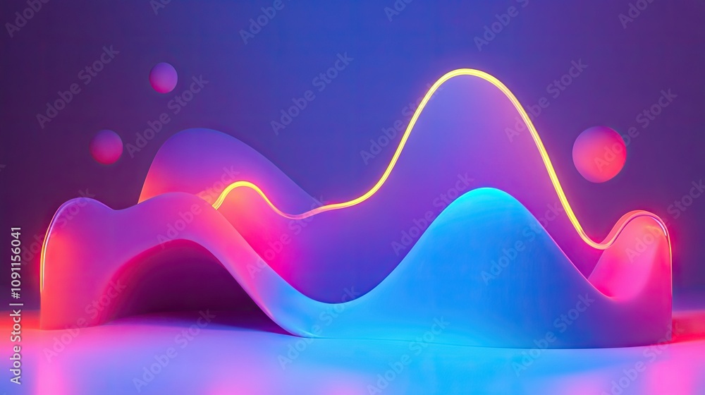 Poster abstract 3d line charts with upward curves