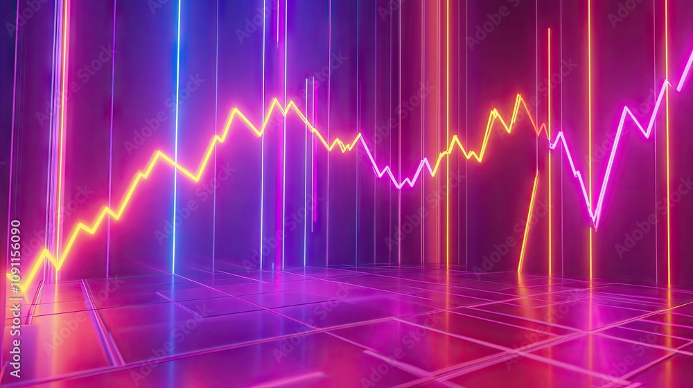 Poster abstract 3d line chart with upward curves