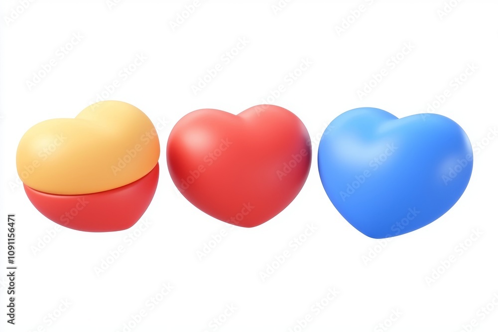 Poster this valentine concept set features 3d red heart objects isolated on pink backgrounds for graphic de