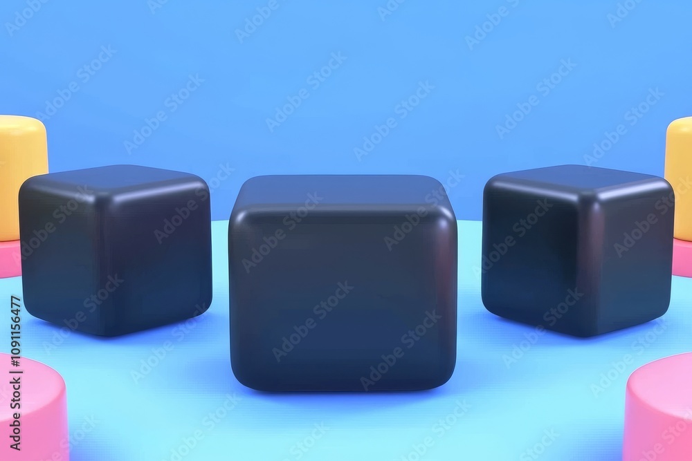 Poster a black podium stage empty cube background spotlights a dark presentation scene abstract light luxur