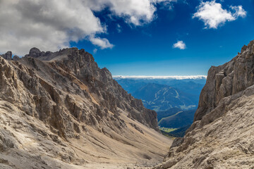 Dachstein scenic alpine region with rugged peaks, glaciers, and valleys Dramatic mountain landscape in Austria with rocky summits and ridges