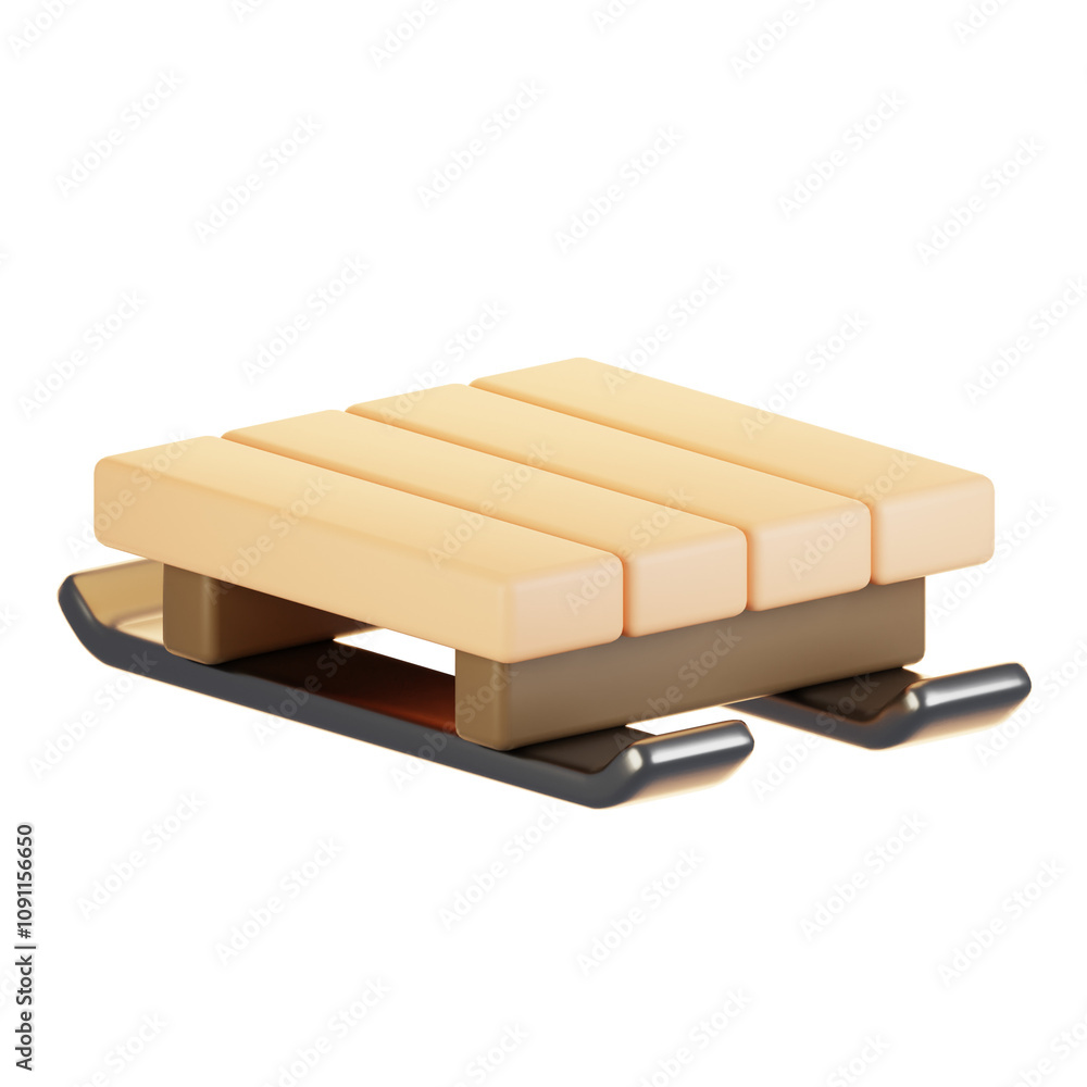 Poster 3d rendering winter icon concept. 3d render sled