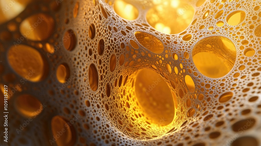 Poster abstract golden web structure in 3d