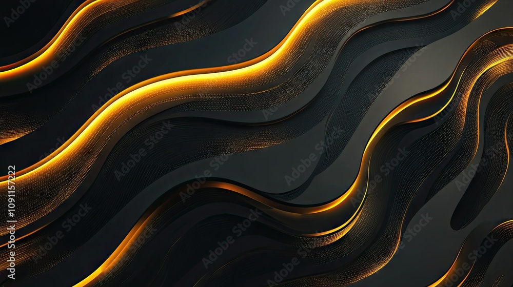 Poster elegant golden wave pattern in 3d design