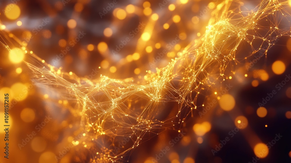 Poster abstract golden 3d web structure