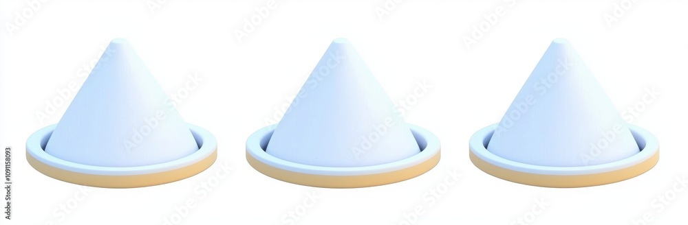 Poster Realistic rendering of basic geometry objects in 3D cone white
