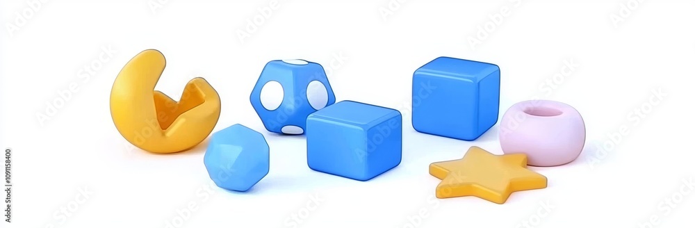 Aufkleber an assortment of geometric compositions featuring cubes with a 3d render