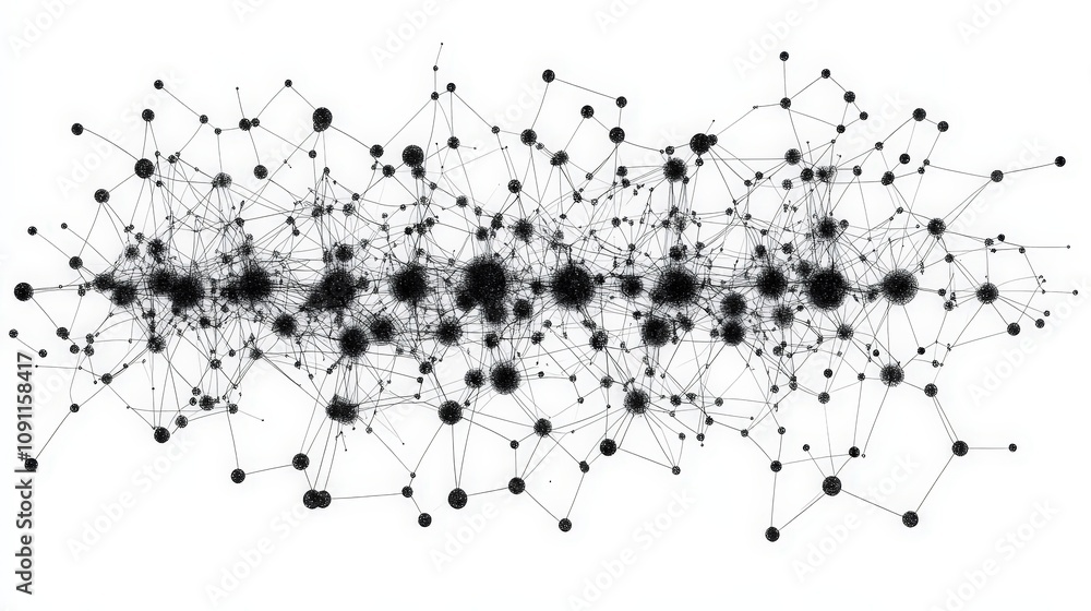 Aufkleber AI learning represented by nodes and connections in a neural network, showing how data flows through and enhances understanding