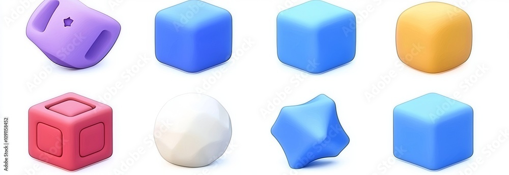 Poster 3d render of abstract cubes in different colors