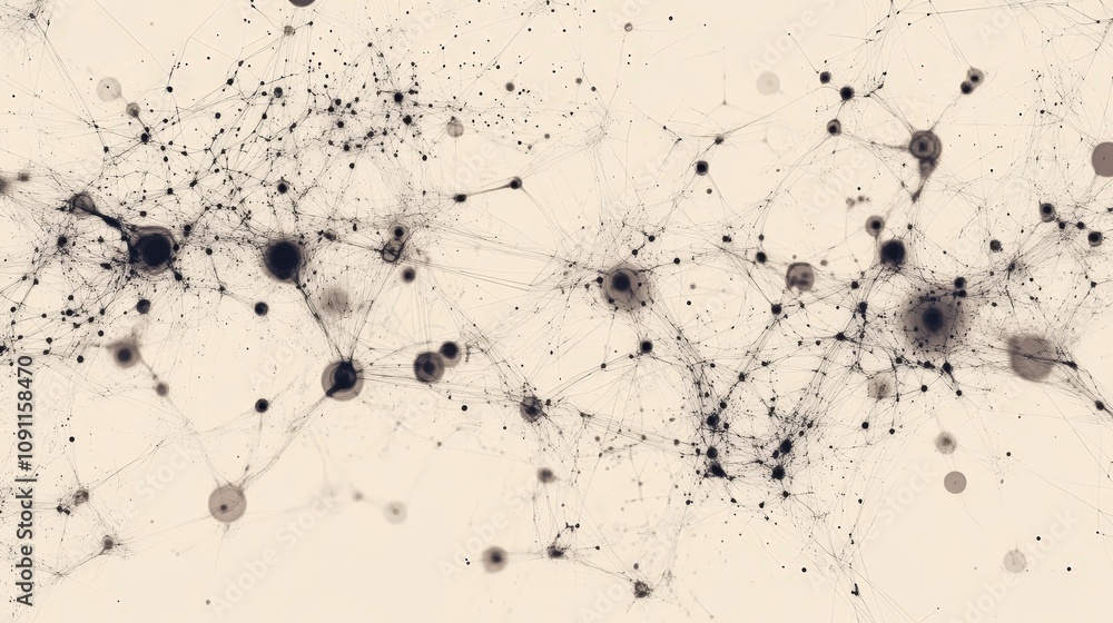 Poster ai learning represented by nodes and connections in a neural network, showing how data flows through
