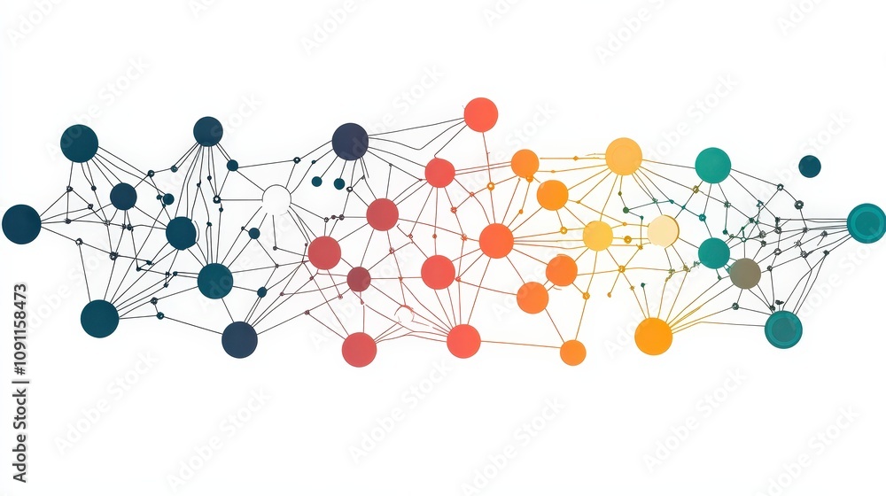 Poster ai learning represented by nodes and connections in a neural network, showing how data flows through