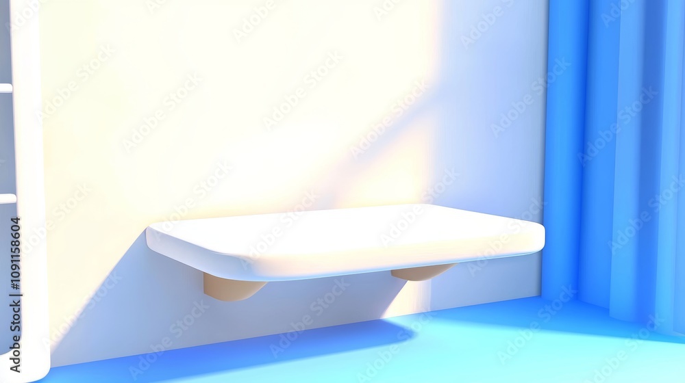 Poster forms of empty geometric interior design, blank walls and shapes with soft light and shadow, table f