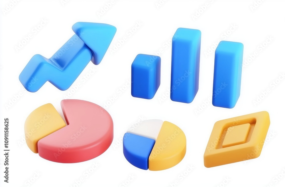 Poster charts and graphs, a collection of 3d icons. analytics, statistics, infographics, and visual display
