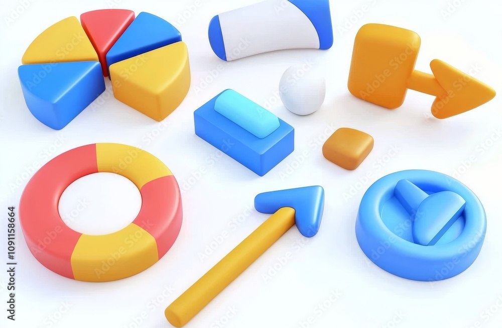 Poster visual charts and diagrams, a 3d icon set. analytics, statistics, infographics, and data visualizati