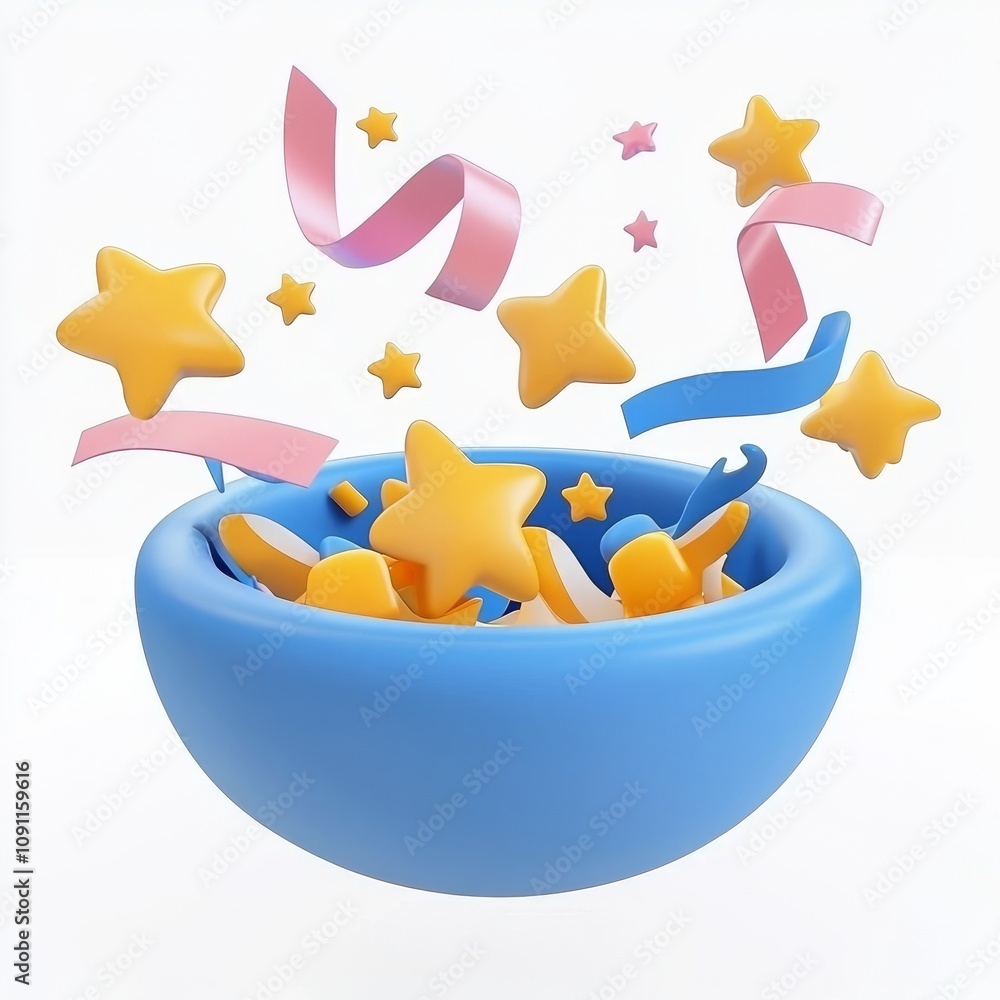 Poster this 3d confetti background features colorful festive icons and cute design elements isolated on a w