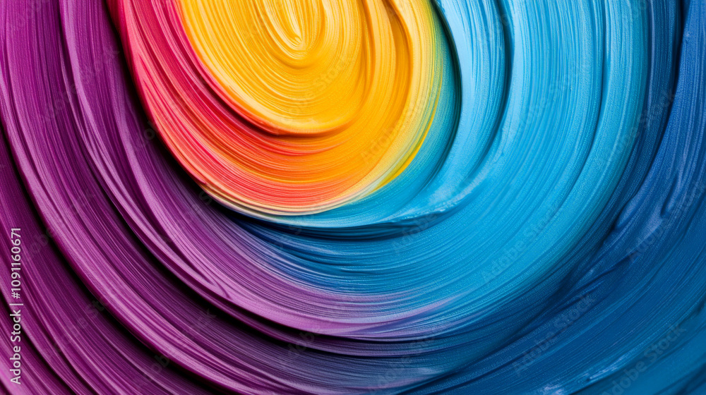 Poster Abstract Swirling Colors:  Vibrant hues of purple, blue, yellow, and red swirl and blend in a mesmerizing abstract pattern, creating a dynamic and captivating visual experience.  