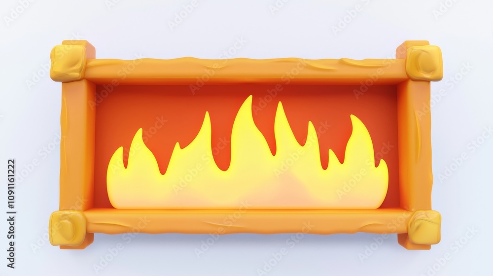 Aufkleber an illustration of burnt paper borders on a charred background with smouldering fire. 3d realistic o