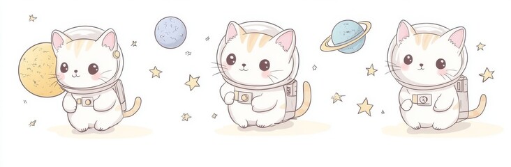 Obraz premium Set of adorable Scottish fold cats on a white background