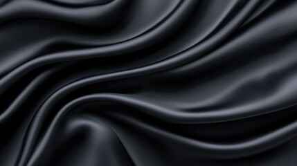 Obraz premium Elegant black satin fabric textile close-up high-quality material indoor setting abstract view textile design inspiration