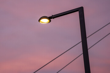 Single Streetlight Against a Pink Sky - Twilight, Dusk, Evening, Nightfall, Illumination, Light, Darkness, Transition, Change, Hope, Guidance, Direction, Solitude, Loneliness, Isolation, Urban Landsca