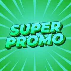 Naklejka premium Super promo. Text effect in square size with bold font and 3D look