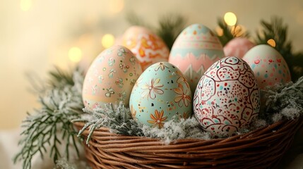 Fototapeta premium Colorful hand-painted Easter eggs.